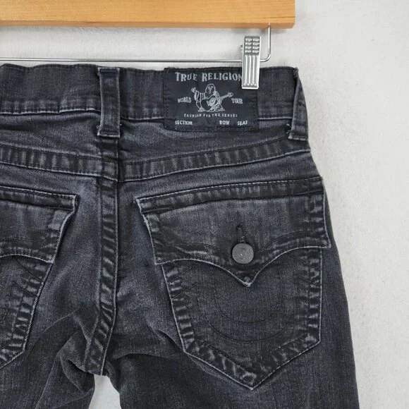 True Religion Jeans Mens 28 Black Rocco Relaxed Skinny Leg Flap Pocket Denim - Picture 8 of 13